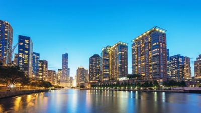 Chicago and its illuminated skyscrapers